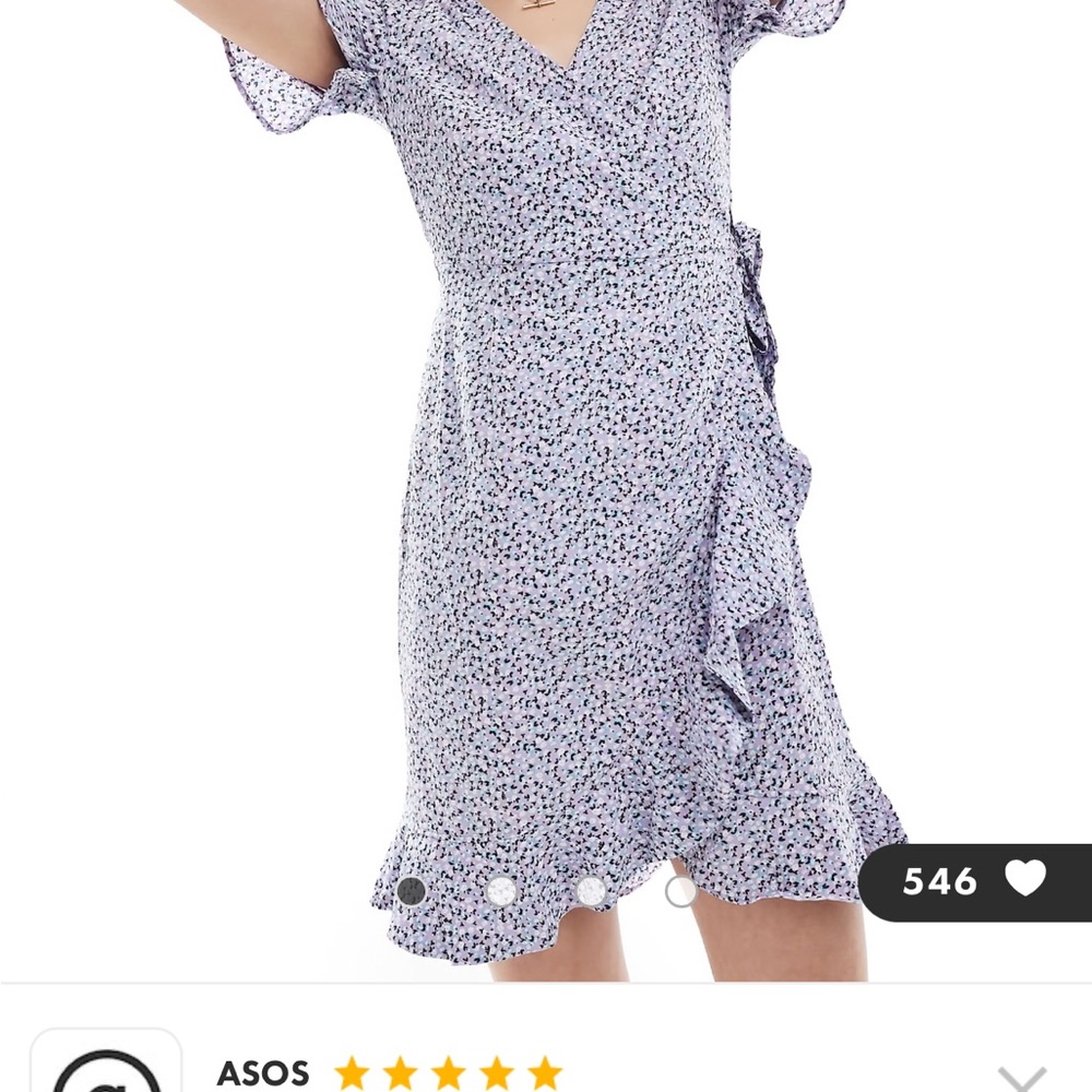 ASOS Women's Blue Floral Wrap Dress